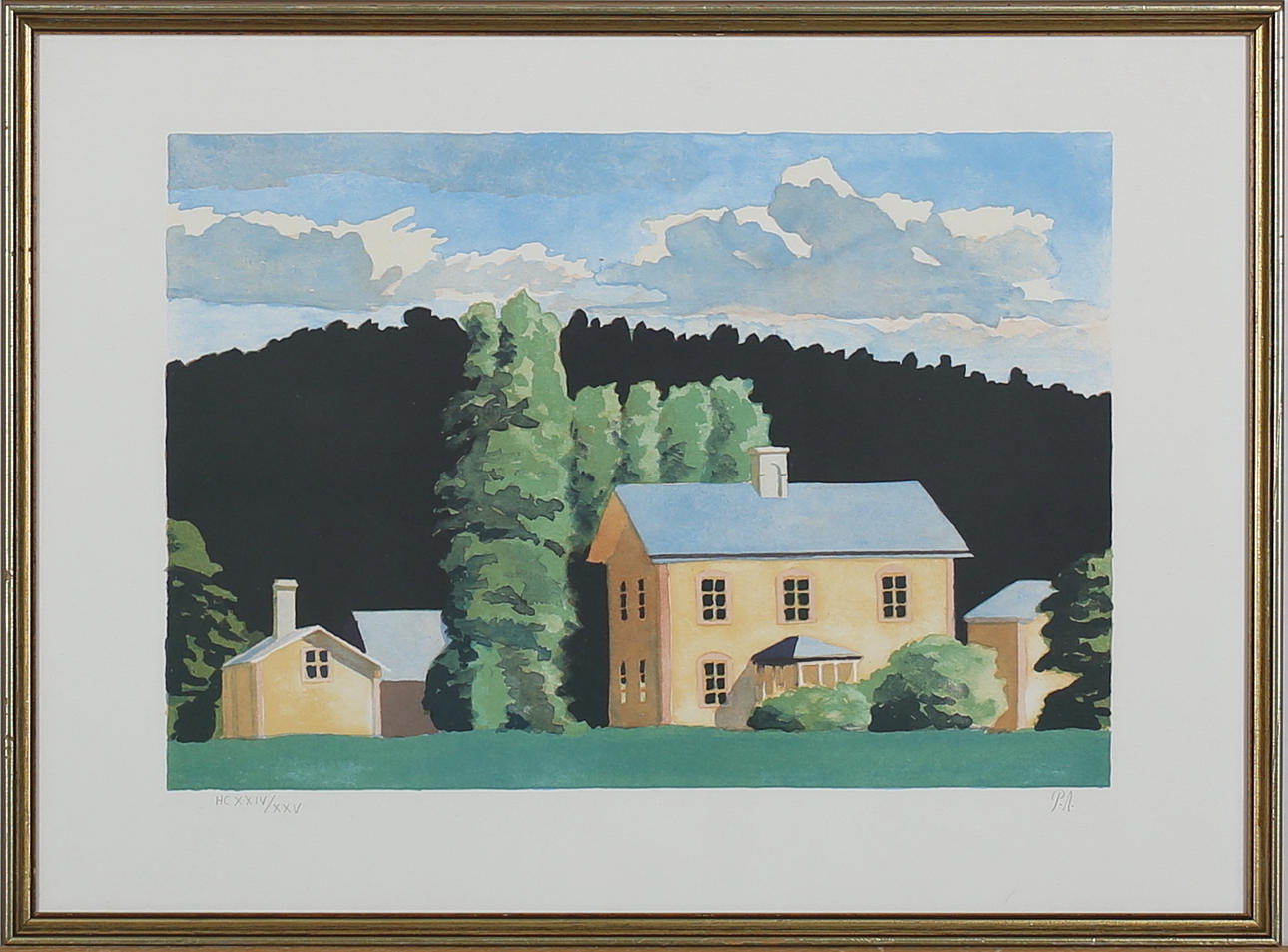 PÄR ANDERSSON. Ödegård. Färglitografi. Signerad P A. HXIV/XXV.