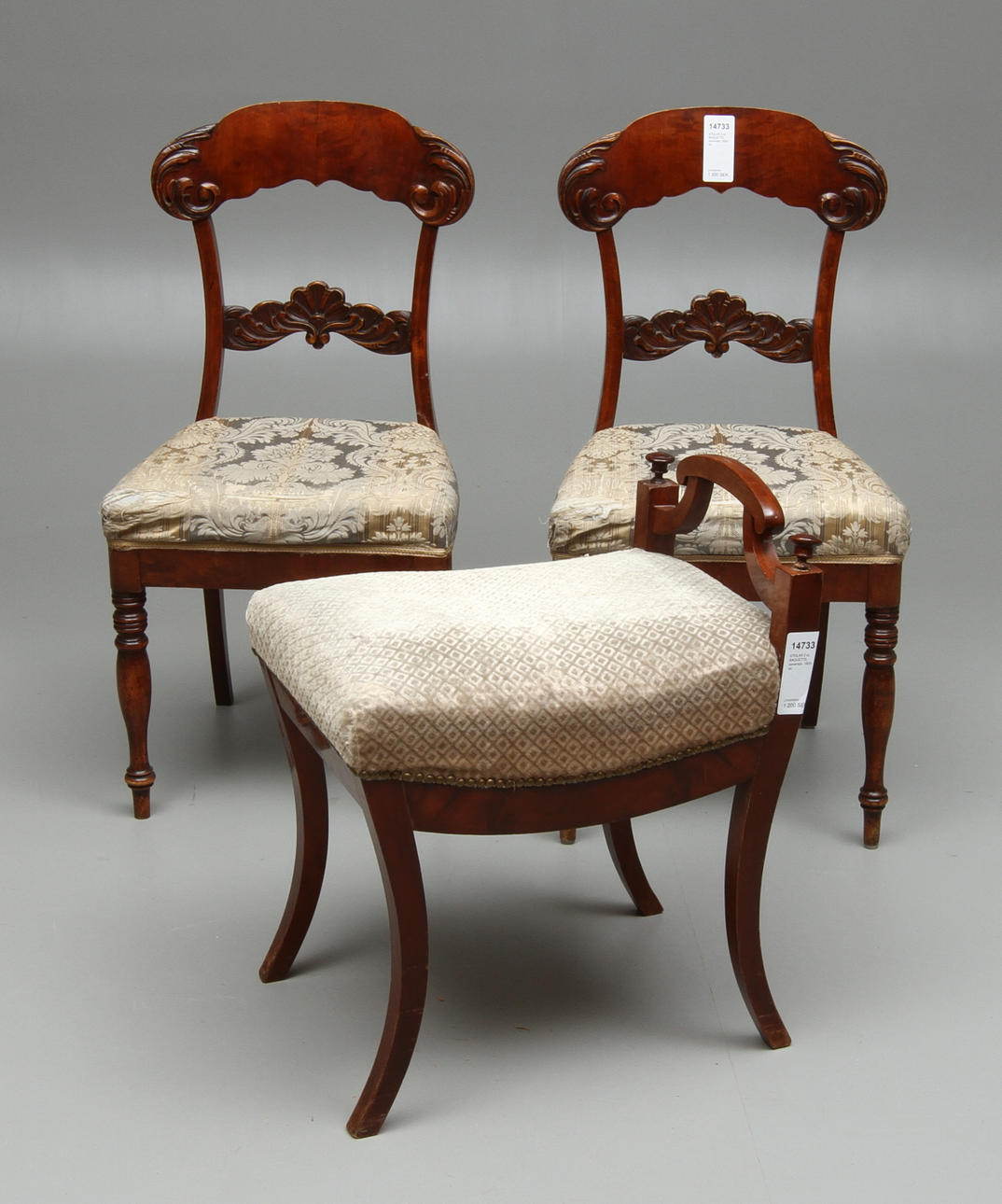 STOLAR 2 st, BANQUETTE, senempire, 1800-tal.