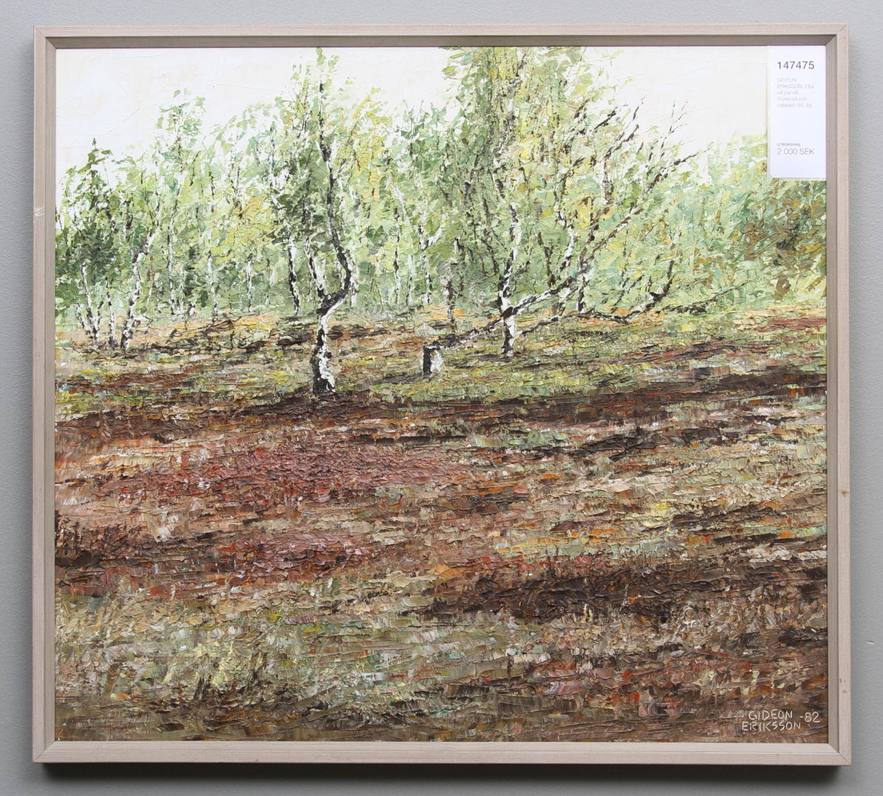 GIDEON ERIKSSON. Olja på pannå. Signerad och daterad -82.