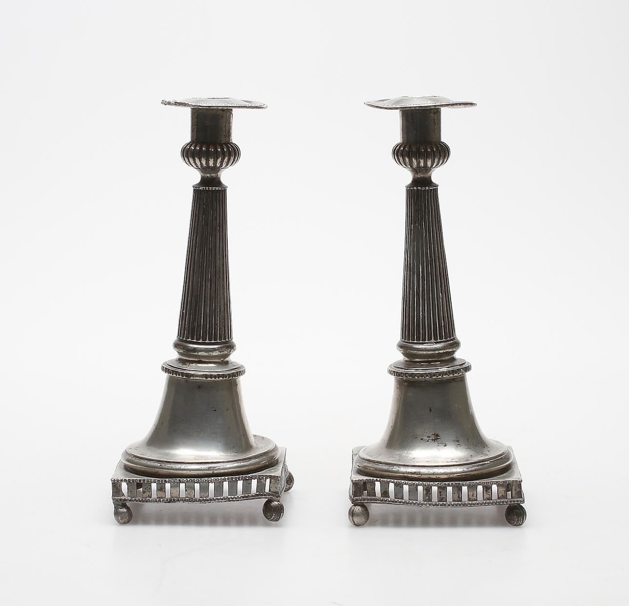 LJUSSTAKAR, tenn, ett par, 1800-tal.