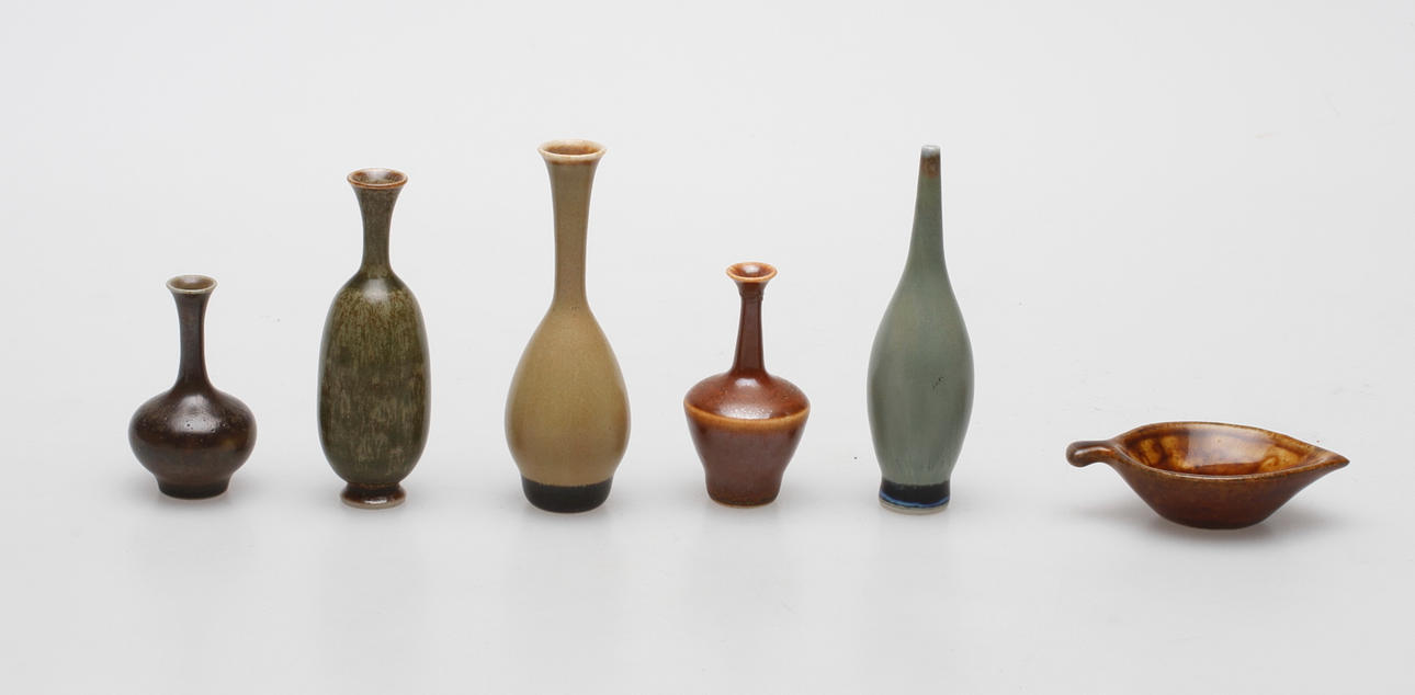 MINIATYRER, 6 st, keramik, John Andersson, Höganäs.