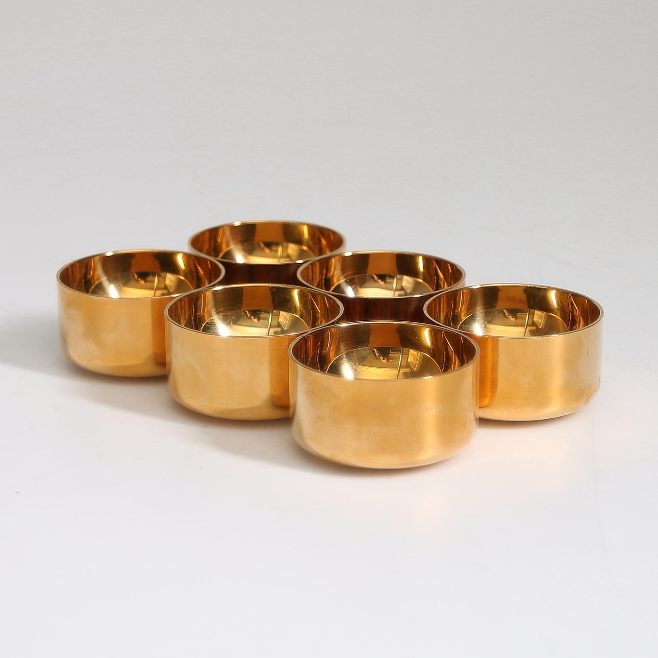 SUPKOPPAR, 6 st, mässing, Pierre Forsell, Skultuna.