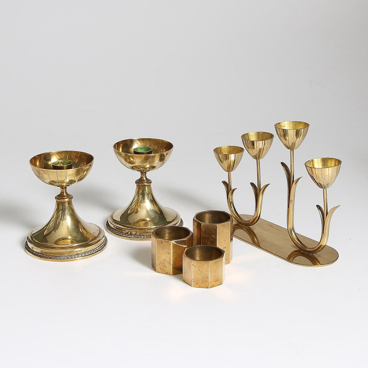 LJUSSTAKAR, 6 st, bl.a. Gunnar Ander, Ystad Metall, 1900-talets andra halva.