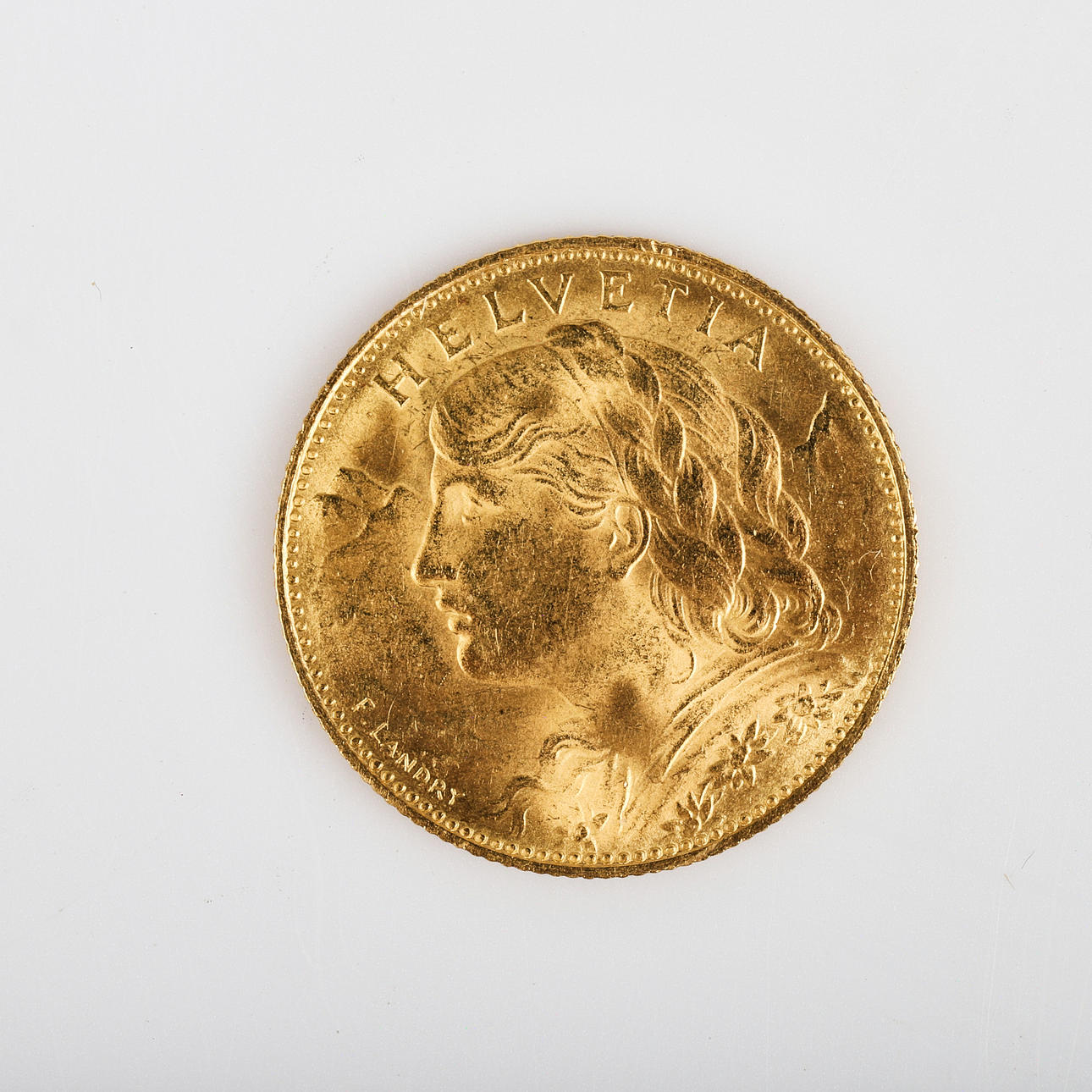 COIN, gold, 10 francs Helvetica Switzerland 1922. Coins, Medals & Stamps -  Coins & Banknotes - Auctionet