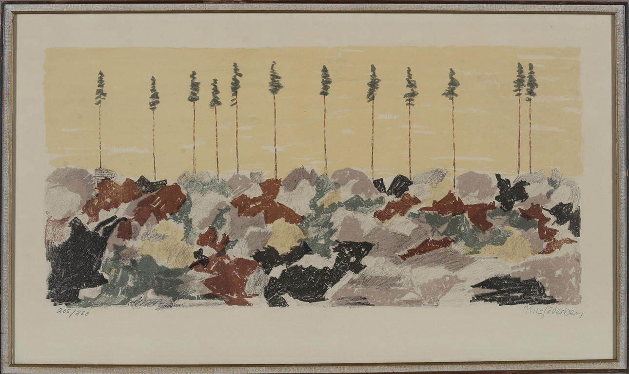 NILS SÖDERBERG. Pines, color lithograph, signed and numbered 205/260.