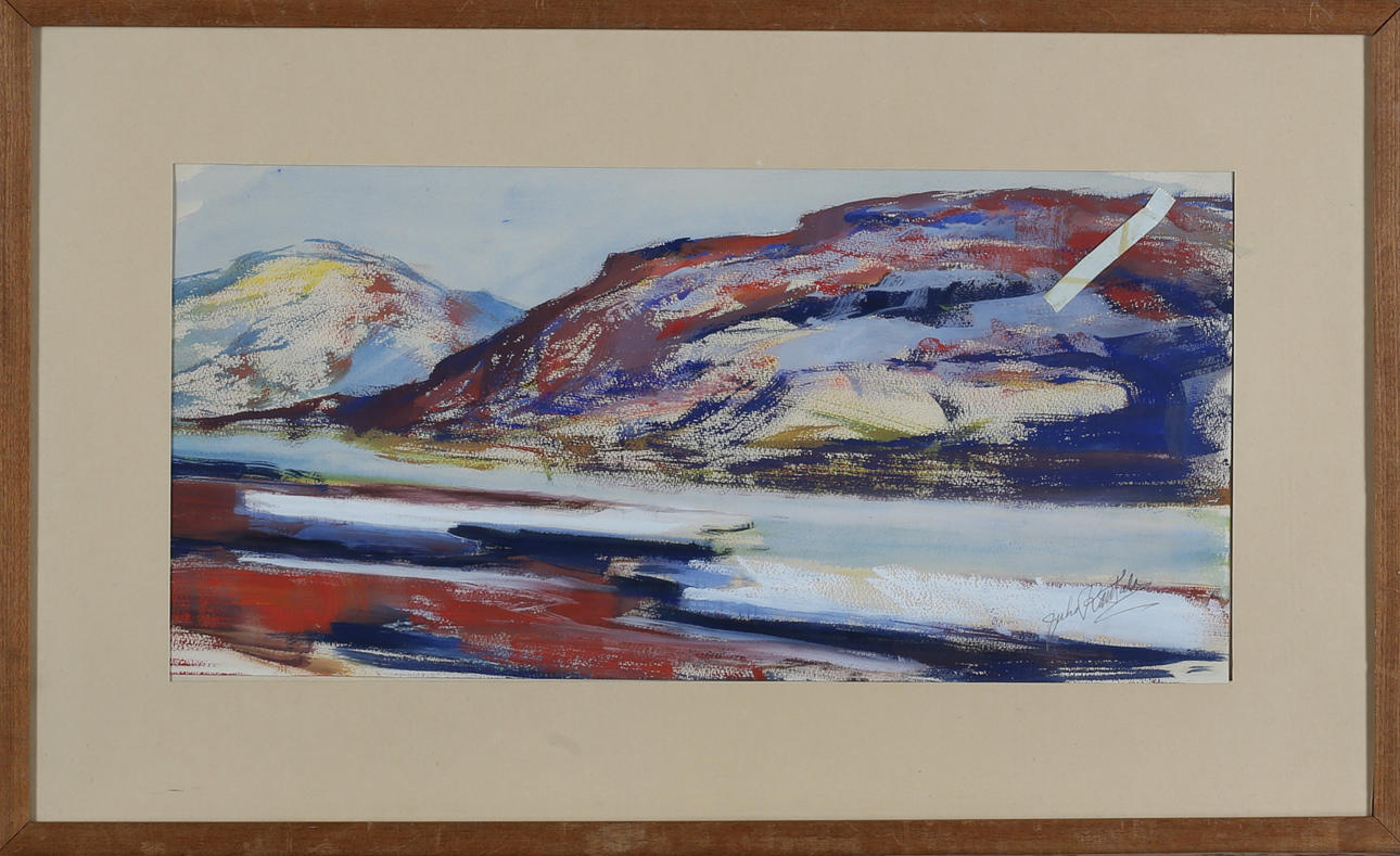 JUHA RANTALA. Mountain landscape, watercolour, signed.