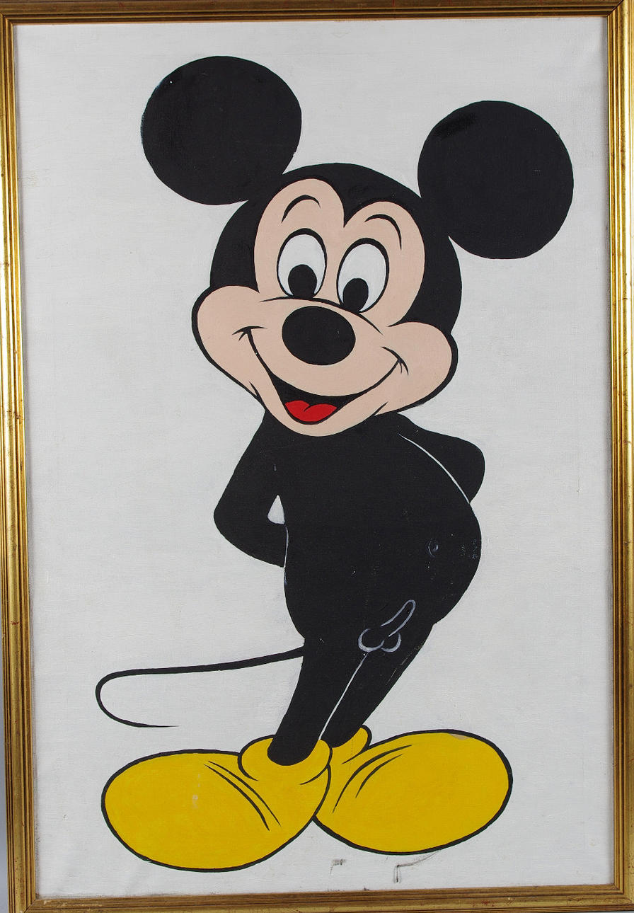 OKÄND KONSTNÄR. Musse Pigg, olja på duk, osignerad.