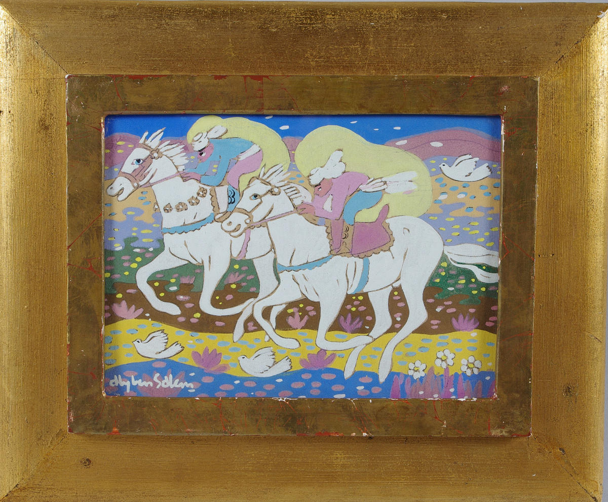 ALI BEN SALEM. Arabiska ryttare, blandteknik, signerad.