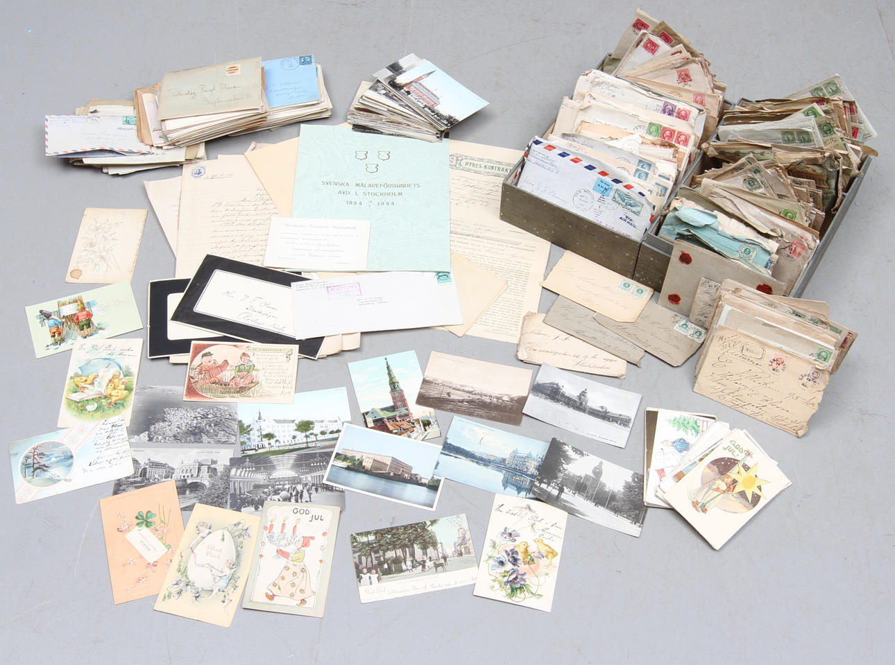 PARTI FRIMÄRKEN, VYKORT, DOKUMENT, samt BREVKORT, 18/1900-tal.