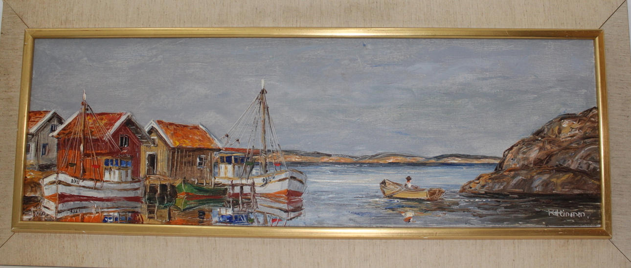 KARL-ERIK HEINONEN. olja på duk Fiskebåtar.
