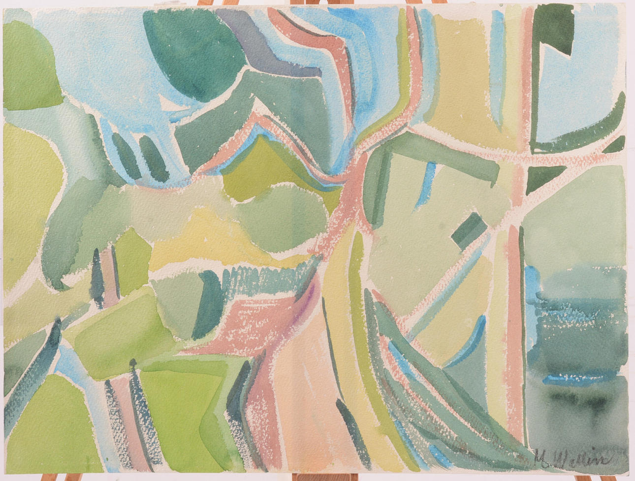 M. WALIN. Landscape. Watercolor.