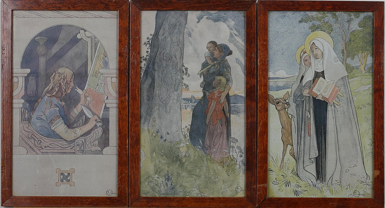 TAVLOR, 3 st. Carl Larsson, offsettryck. Signerade CL i trycket.