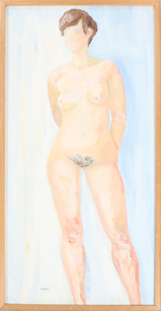 OIDENTIFIERAD KONSTNÄR. oil on canvas, signed Hellvi, kroki.