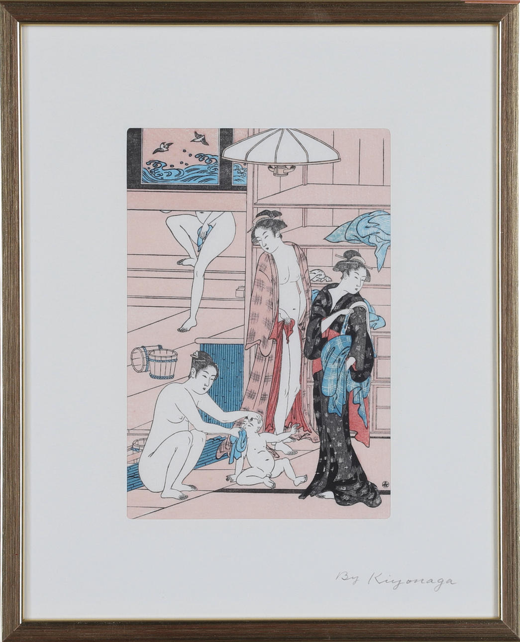 AFTER TORII KIYONAGA. colored woodcut, marked with monogram.