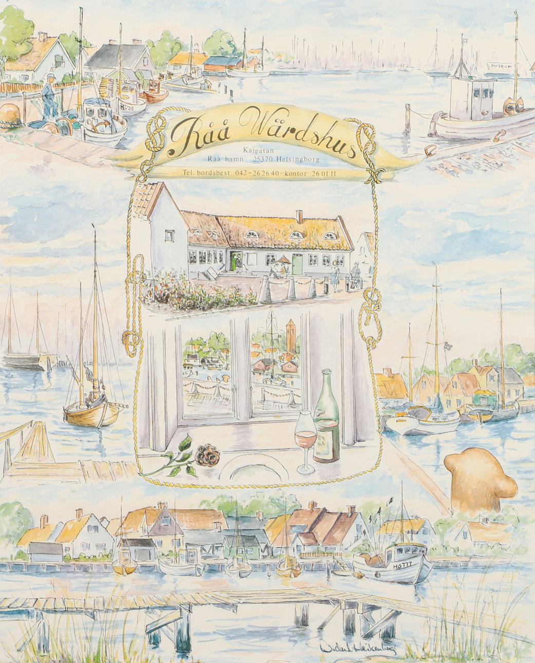 WIDAR HEIKENBERG. Råå Wärdshus, reproduktion.