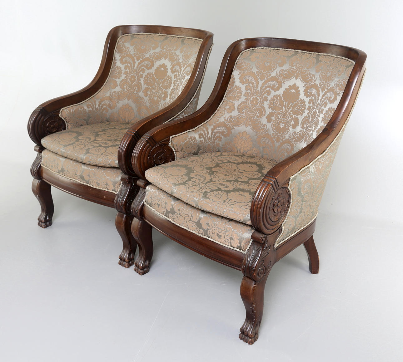 FÅTÖLJER, 1 par, Danmark 1890-tal.