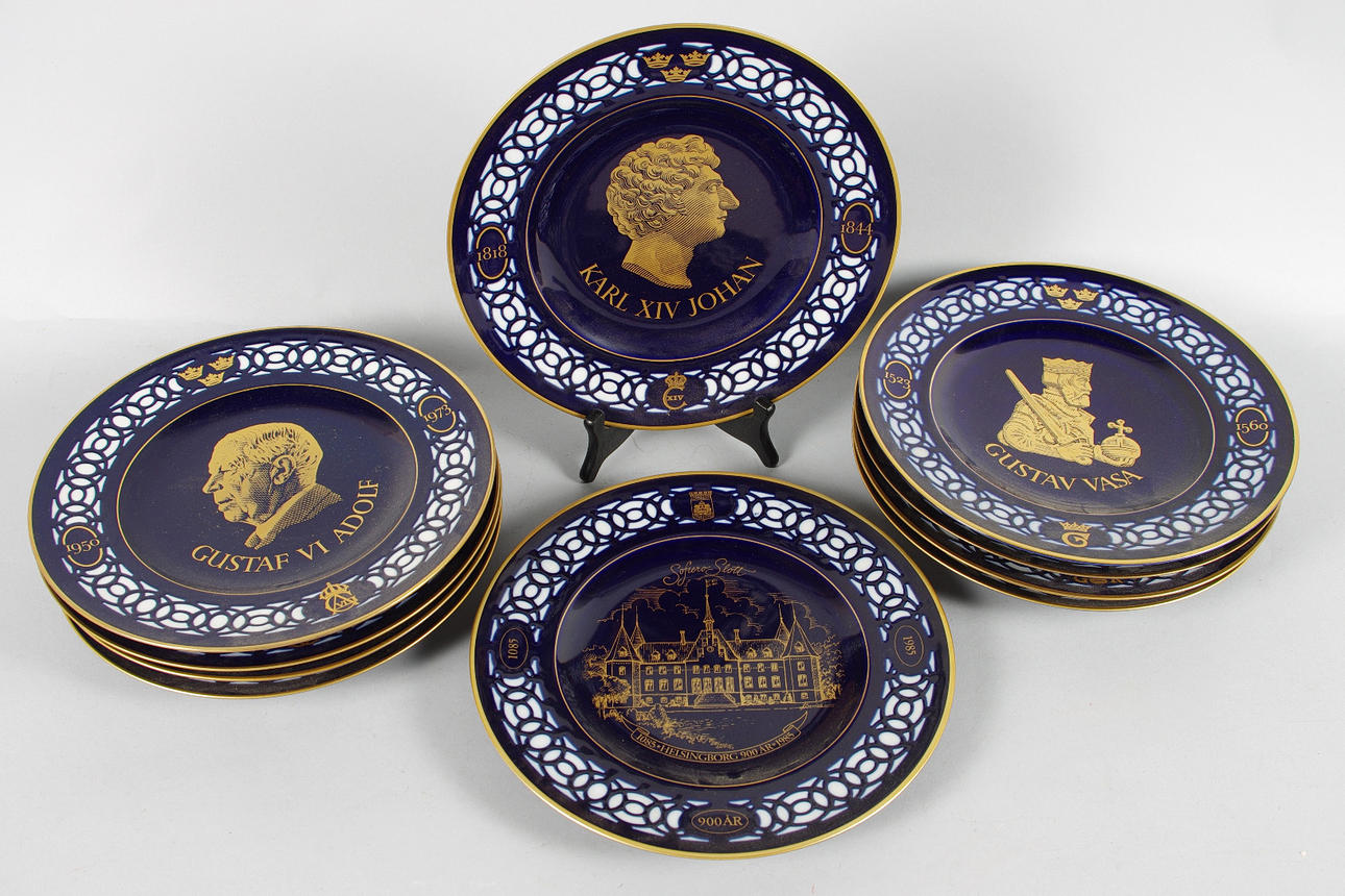 SAMLARTALLRIKAR, 10 stycken, "Sveriges kungar" mm, Bing & Gröndahl.
