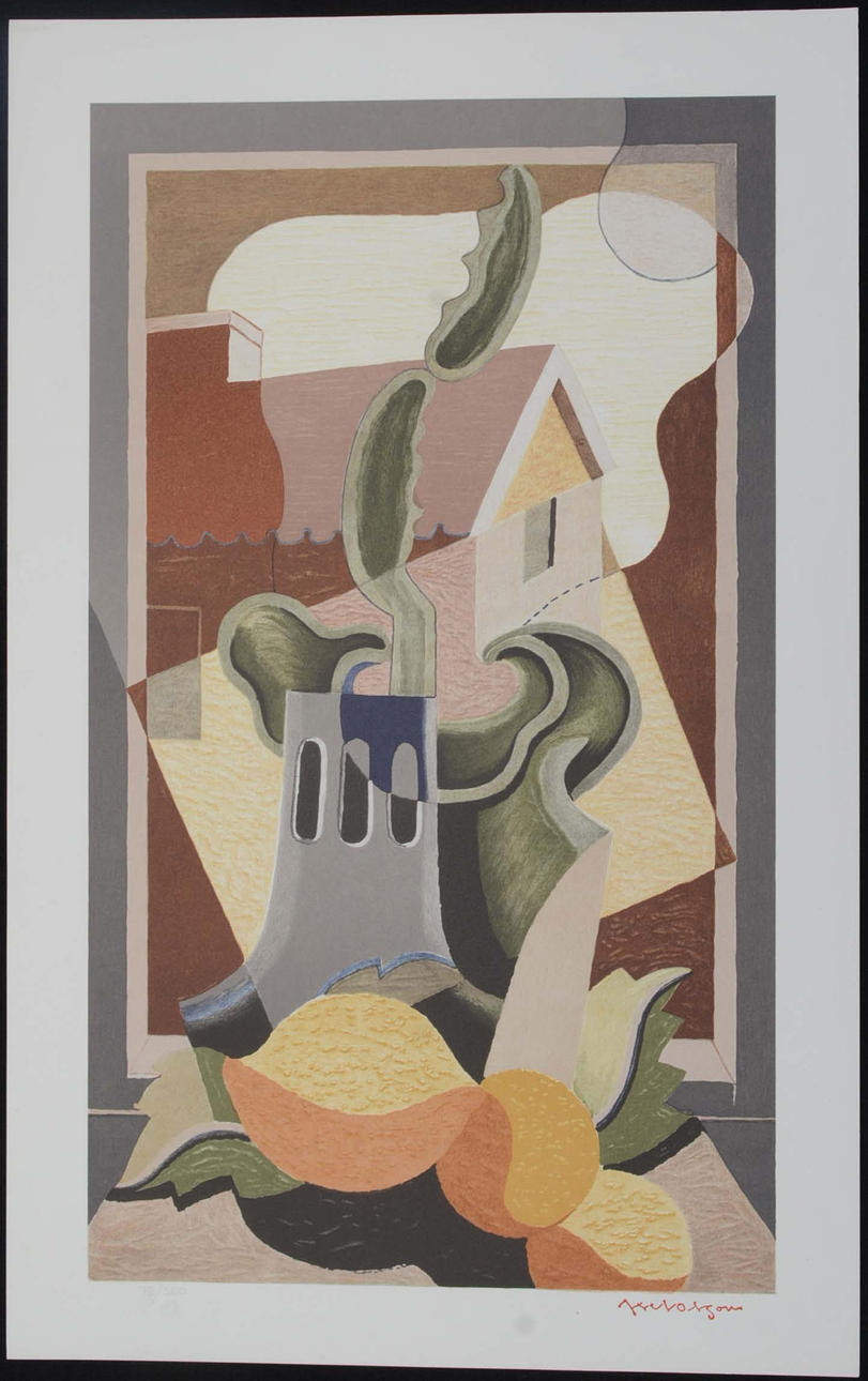 AXEL OLSON. Citrus by the window. Lithograph.