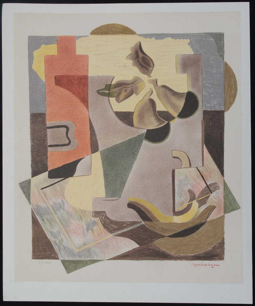 AXEL OLSON. Surreal table. Lithograph.