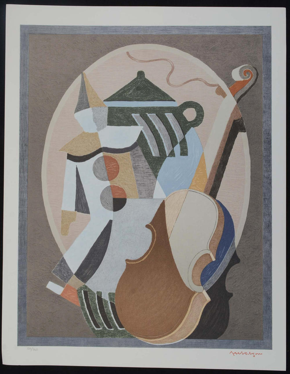 AXEL OLSON. Jug, Fiddle & the Old Man. Lithograph.
