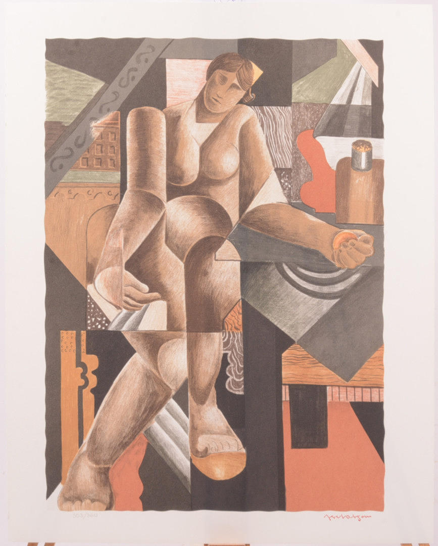 AXEL OLSON. Surrealism Woman. Lithograph.