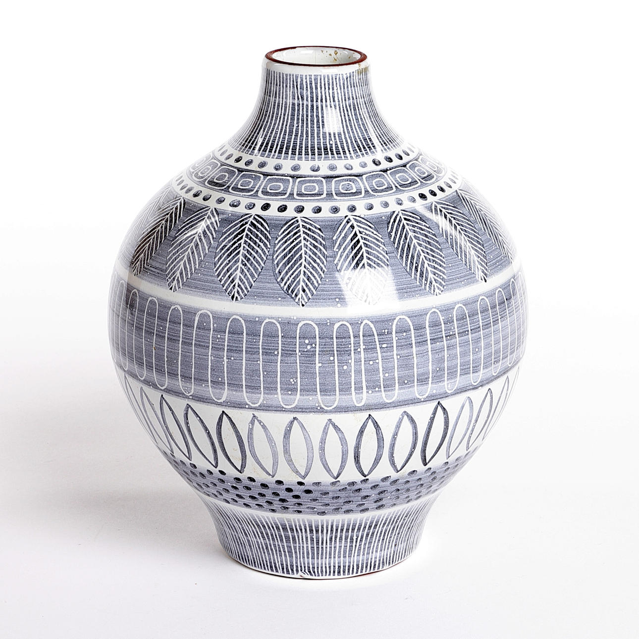 INGRID ATTERBERG. Vase, "Grafika", Steingut, Upsala-Ekeby.