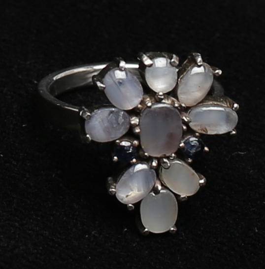 DAMRING i 18k vitguld besatt på skena med 11 st safier.