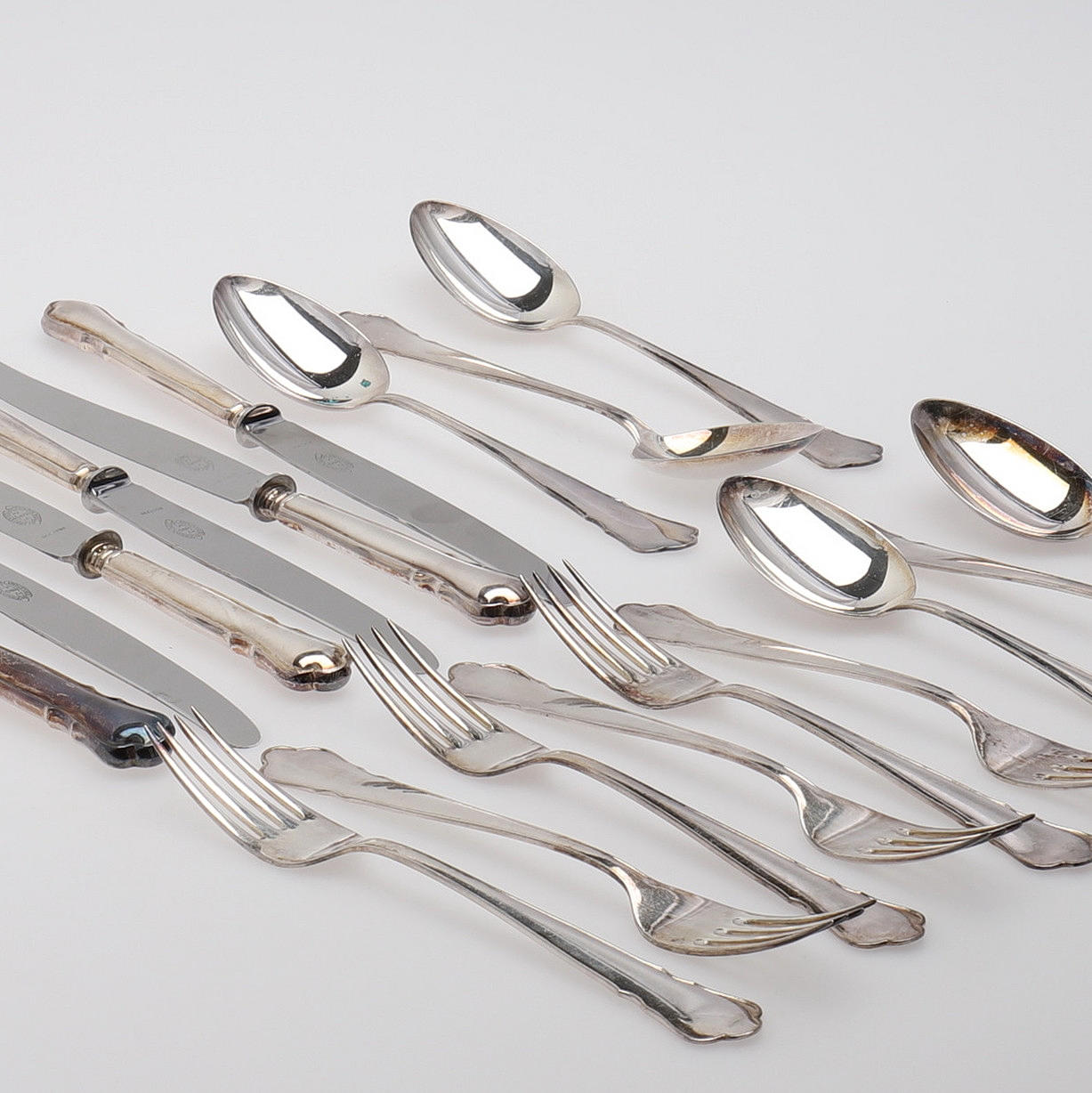 BESTICK, 18 DELAR, silver, modell "Chippendale".