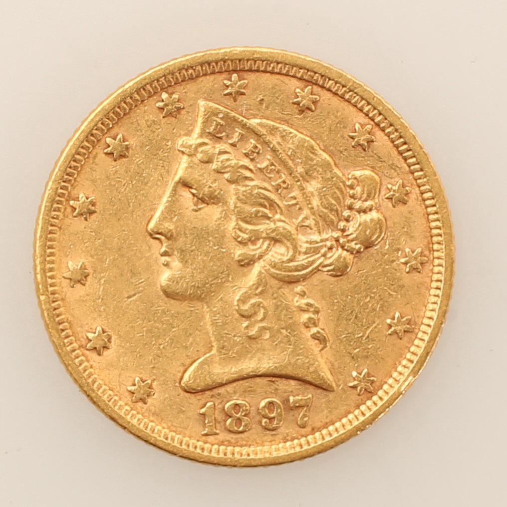 MONEDA DE ORO, 5 dólares, USA, 1897.