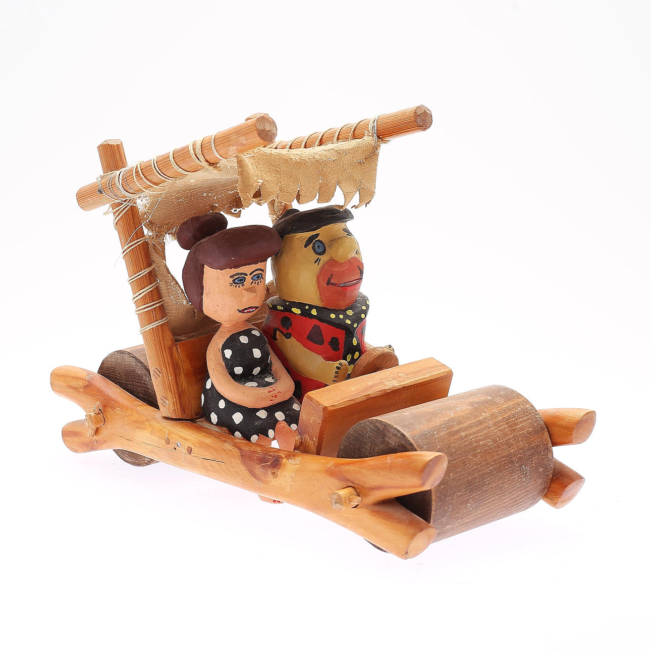 FEUERSTEINWAGEN, Holz, 1900er Jahre.