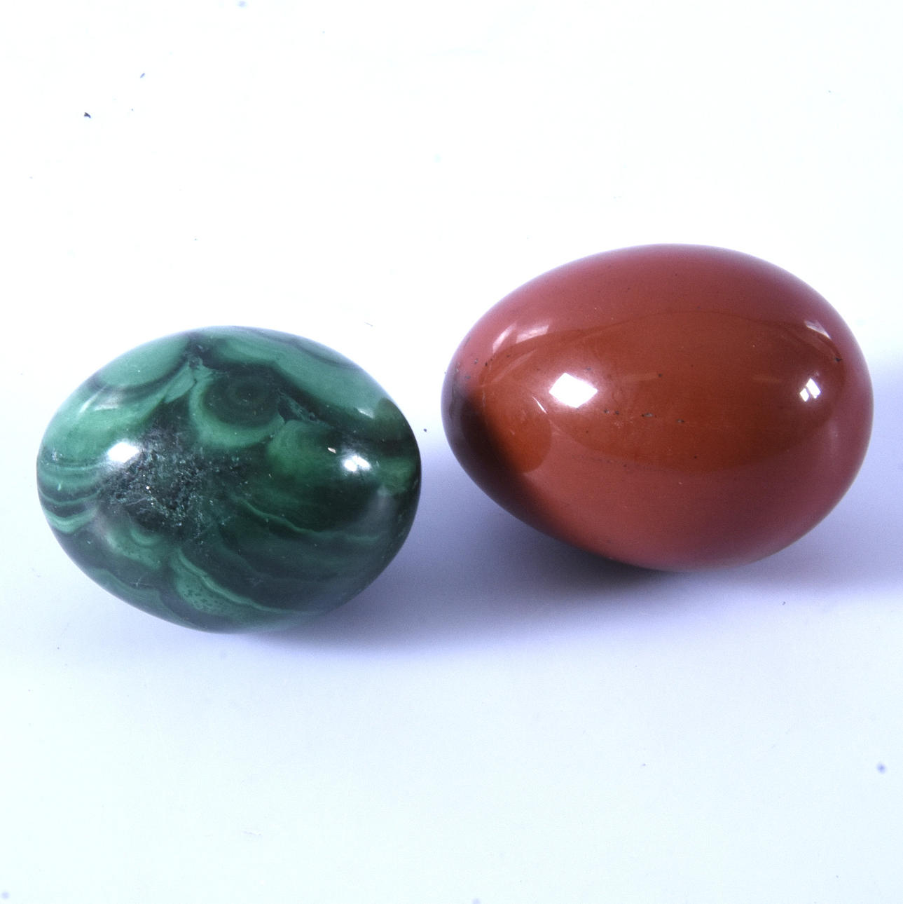 ÄGG, 2-stycken, bla malakit.