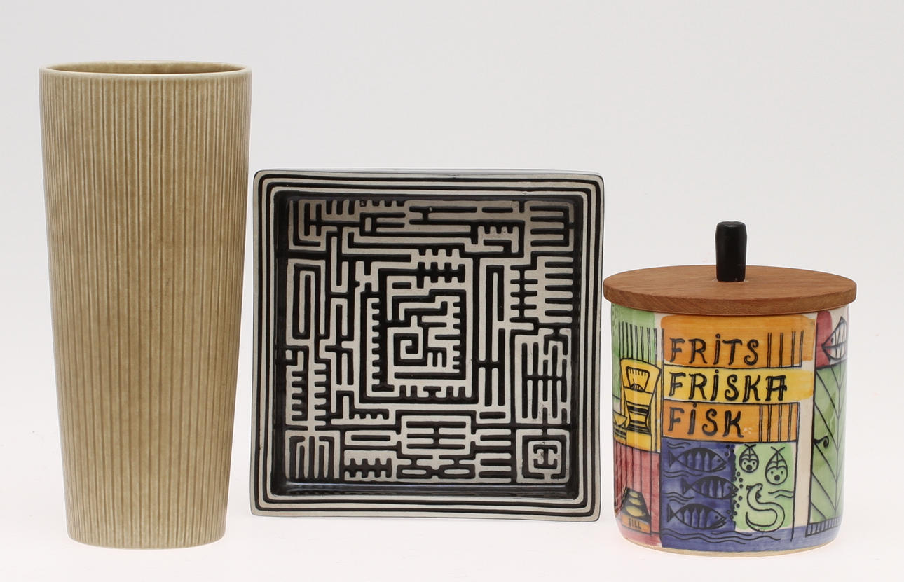 ASKFAT, "Domino", VAS, Rörstrand BURK, "Frits Friska Fisk".