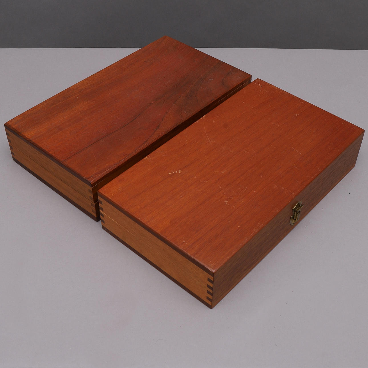 GUN BOXES. 2 pcs, for revolvers, 1900s.