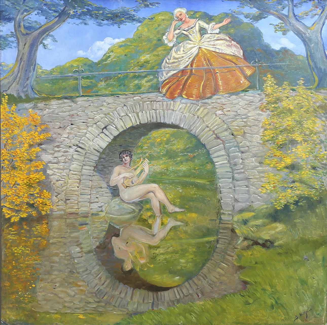 BROR HILLGREN. The neck plays. Oil on canvas, signed.