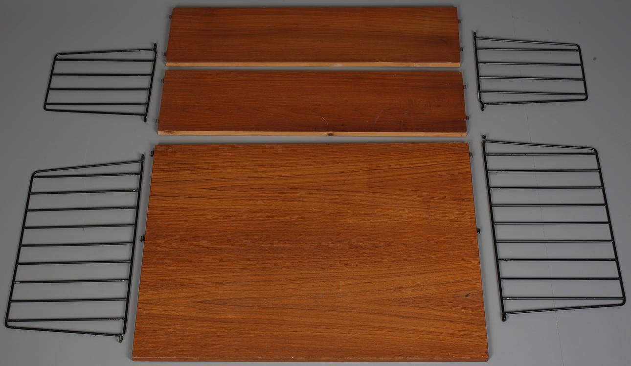 STRINGHYLLA med skrivhylla, 7 delar, 1950-/60-tal.