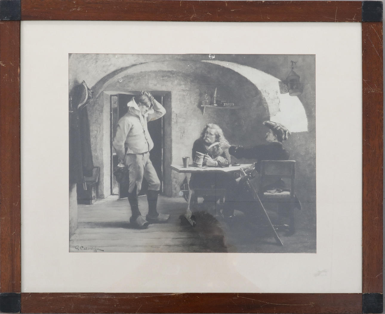 OIDENTIFIERAD KONSTNÄR. print, Cederström, approved national museum.