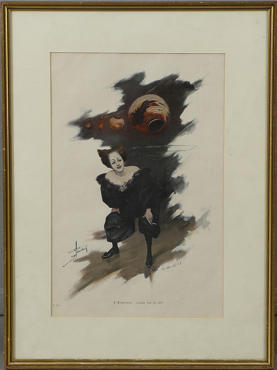 REKLAMPLANSCH, ramad, efter A. Bong, signatur i trycket.