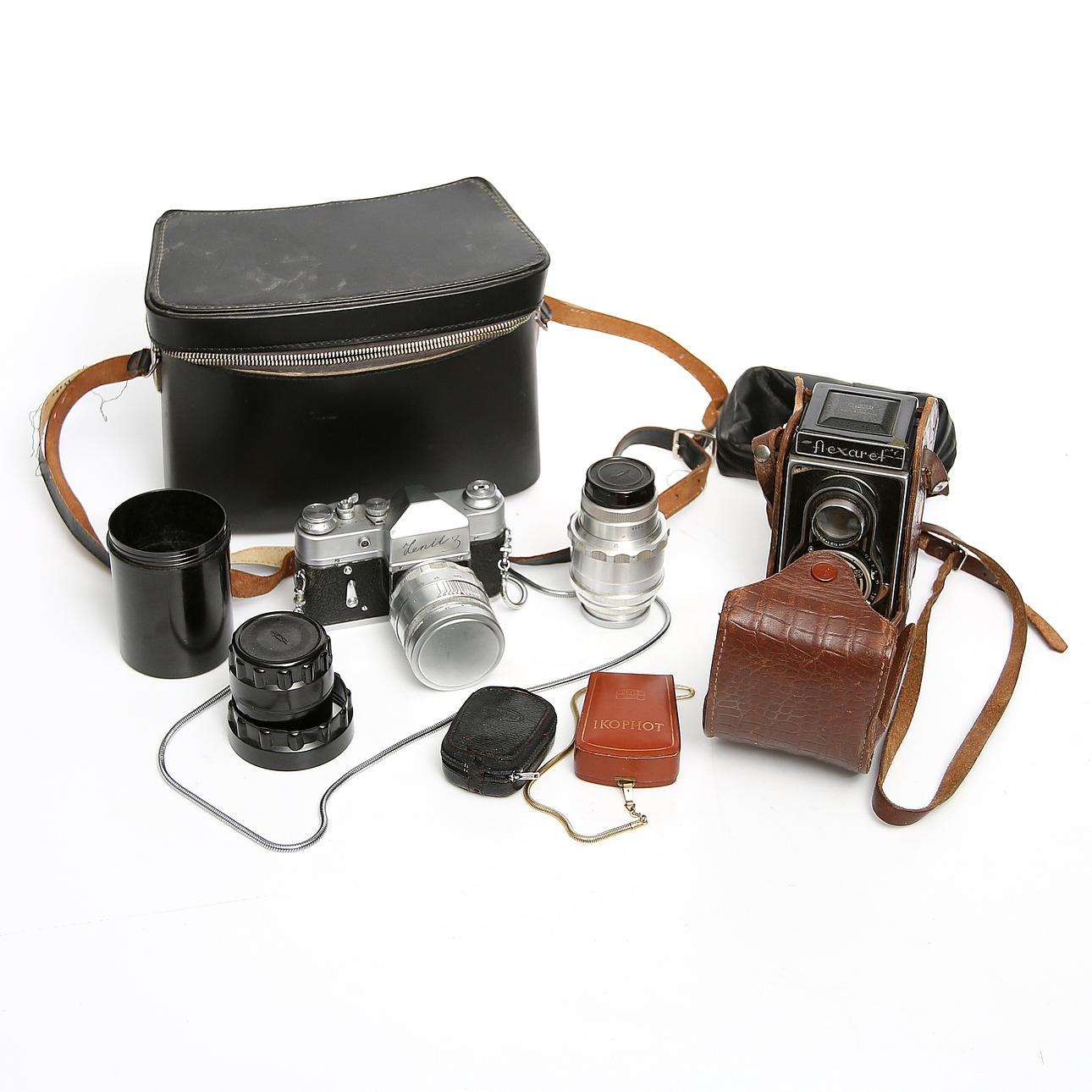 KAMEROR, 2st, Flexaret samt Zenit 3, Ryssland. 1900-tal.