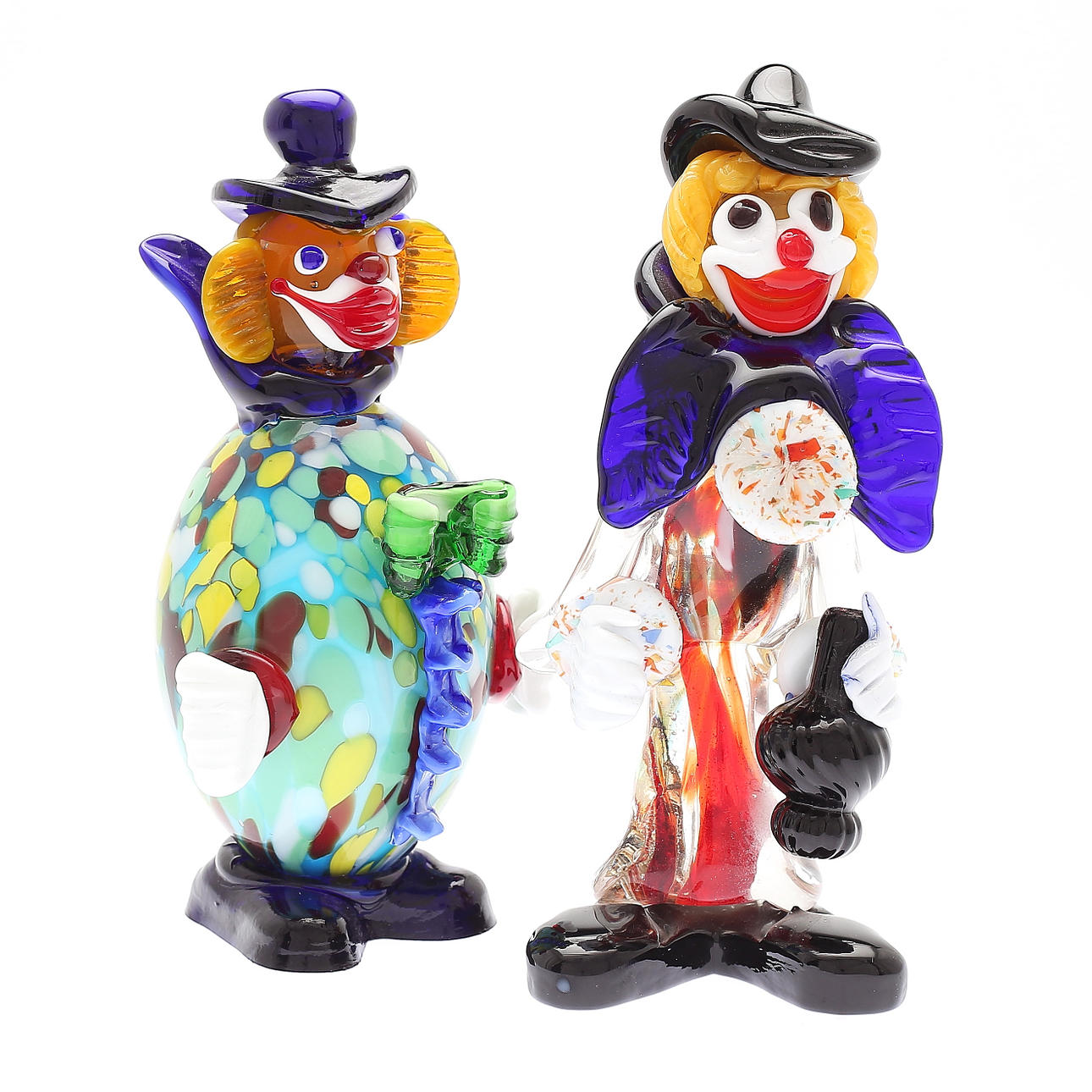FIGURER, 2 klovne, glas, Murano.