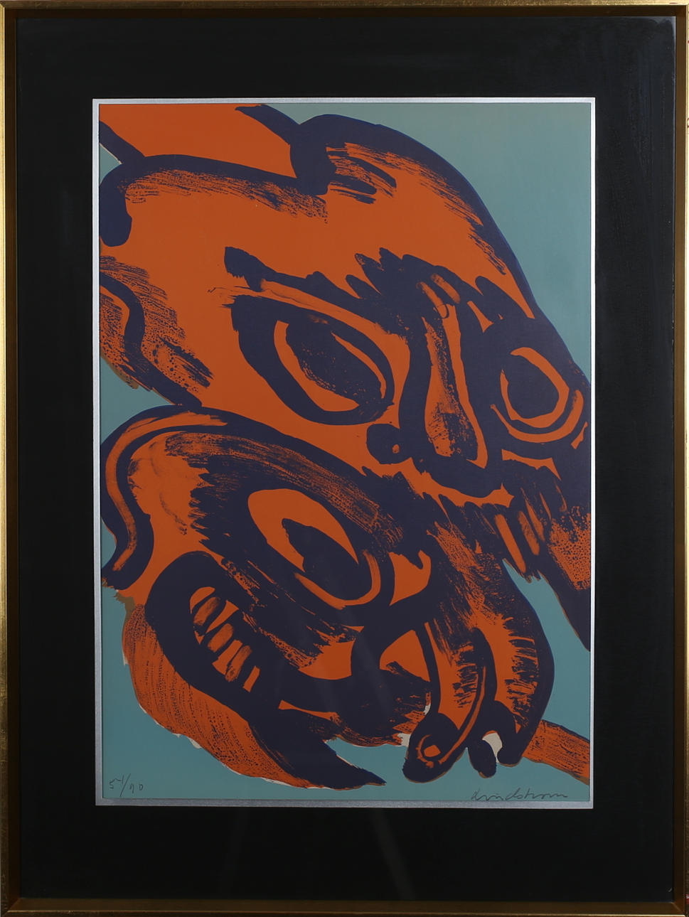 BENGT LINDSTRÖM. Ansikte. Färglitografi. Signerad Lindström. 54/90.