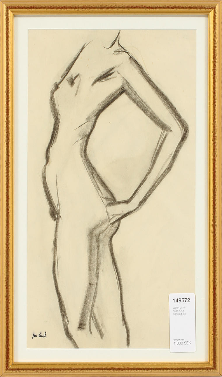 JOHN JON-AND. Krita, signerad.