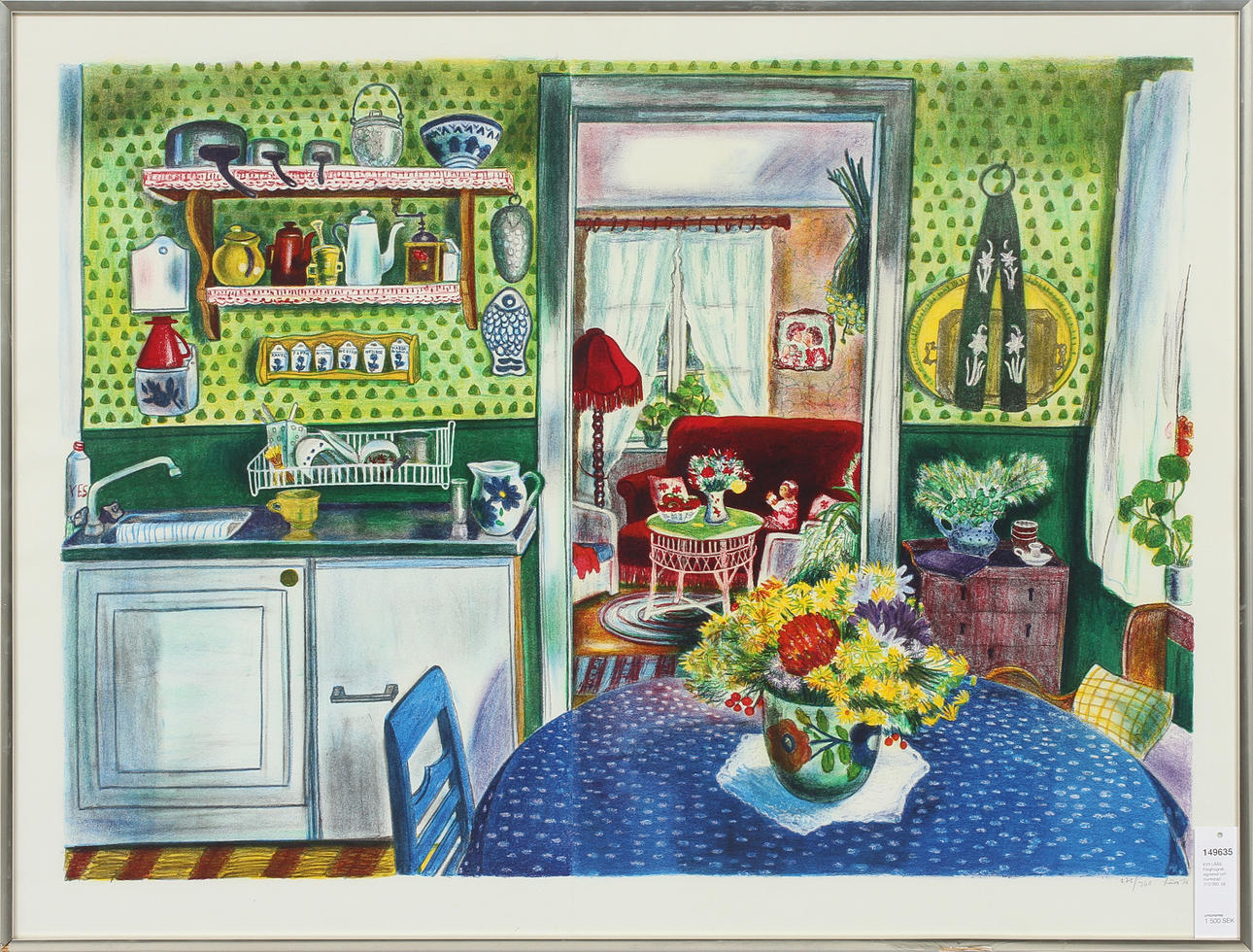 EVY LÅÅS. Färglitografi, signerad och numrerad 272/360.