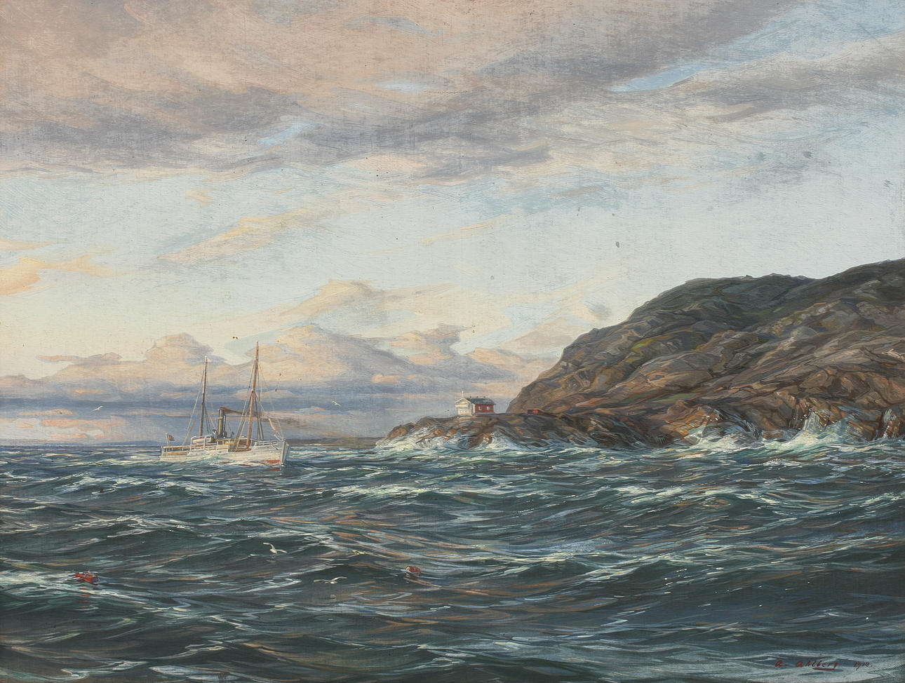 ARVID AHLBERG. Olja på duk, signerad 1913.