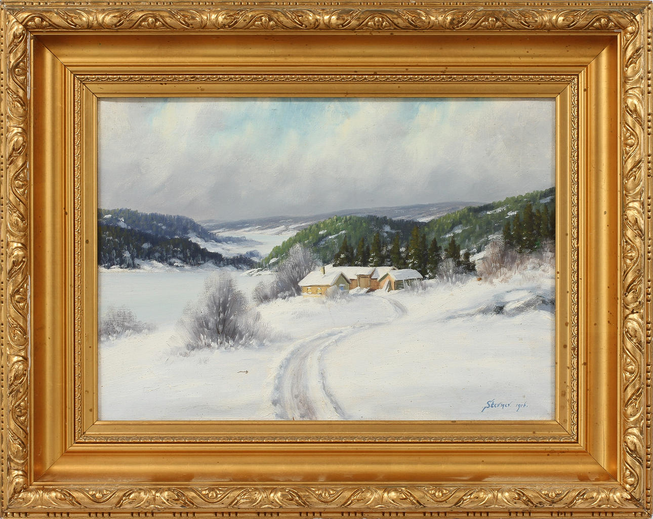 OKÄND KONSTNÄR. Olja på duk, signerad Sterner 1916.