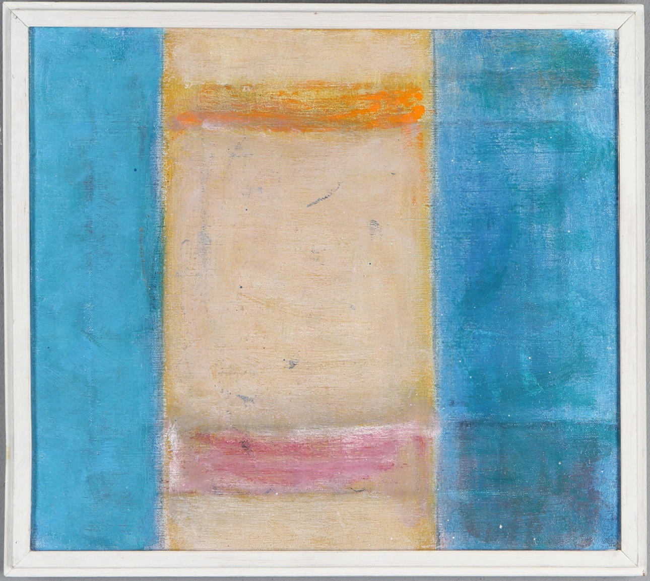 ÅKE BJURHAMN. "Lena is a white Table", akryl på duk, signerad och daterad -89 atergo.