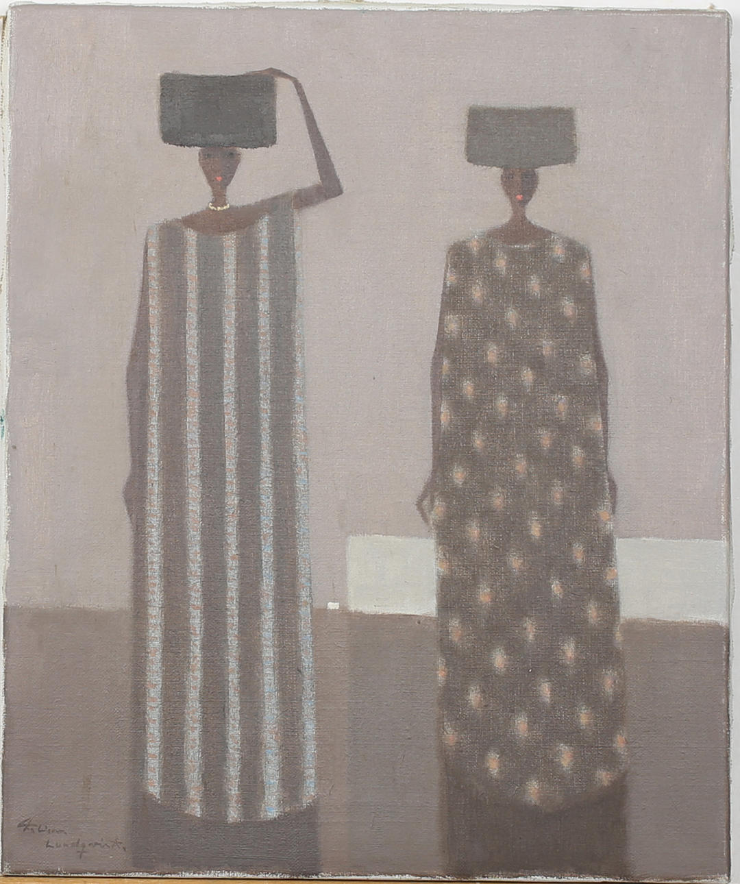 FABIAN LUNDQVIST. Afrikanska kvinnor. Olja på duk. Singerad.