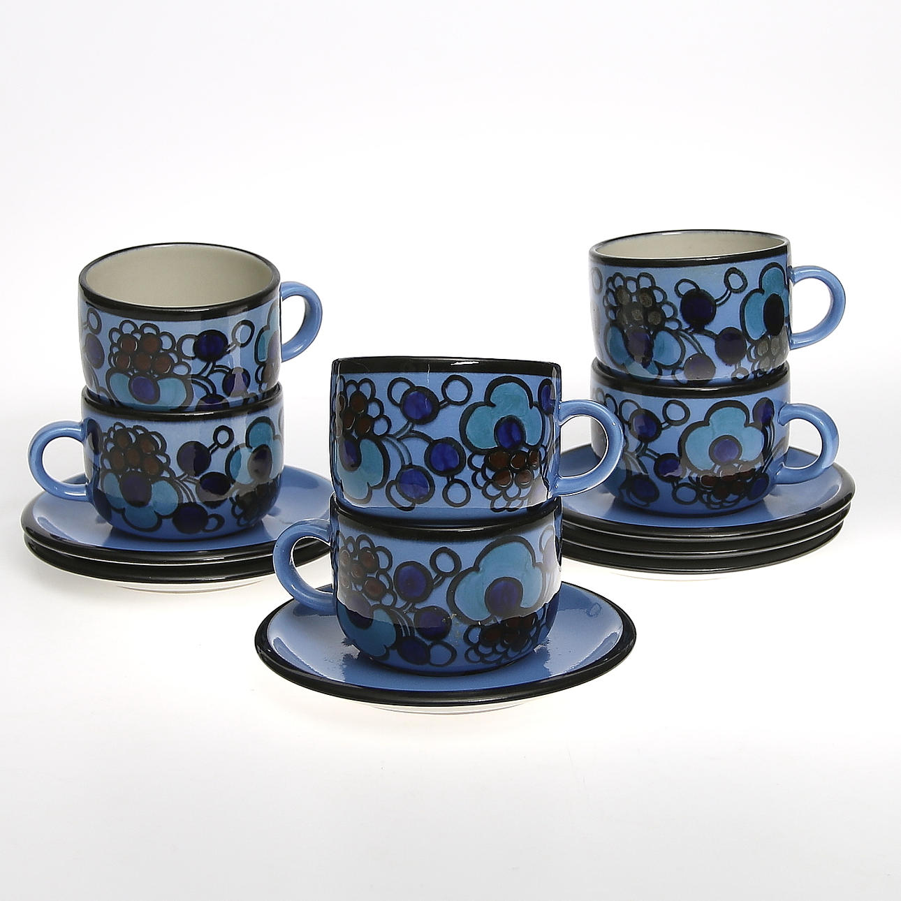 TESERVIS, 12 delar, porslin, troligen Anja Winquist. Arabia. 1970-tal.