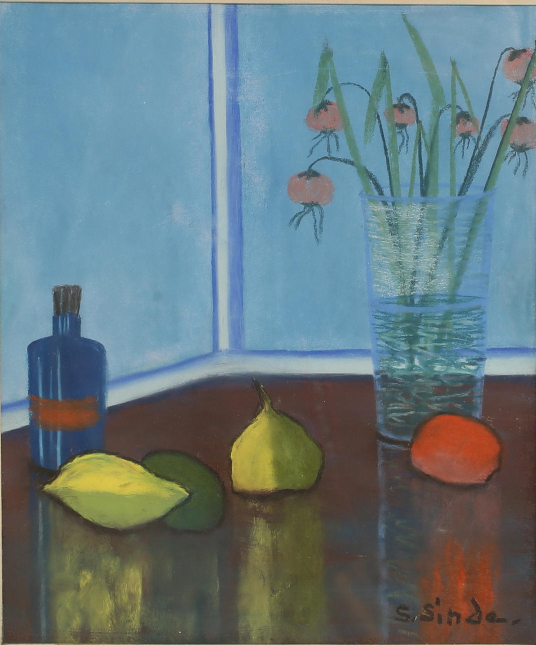 SVEN SINDE. Gouache, signed.