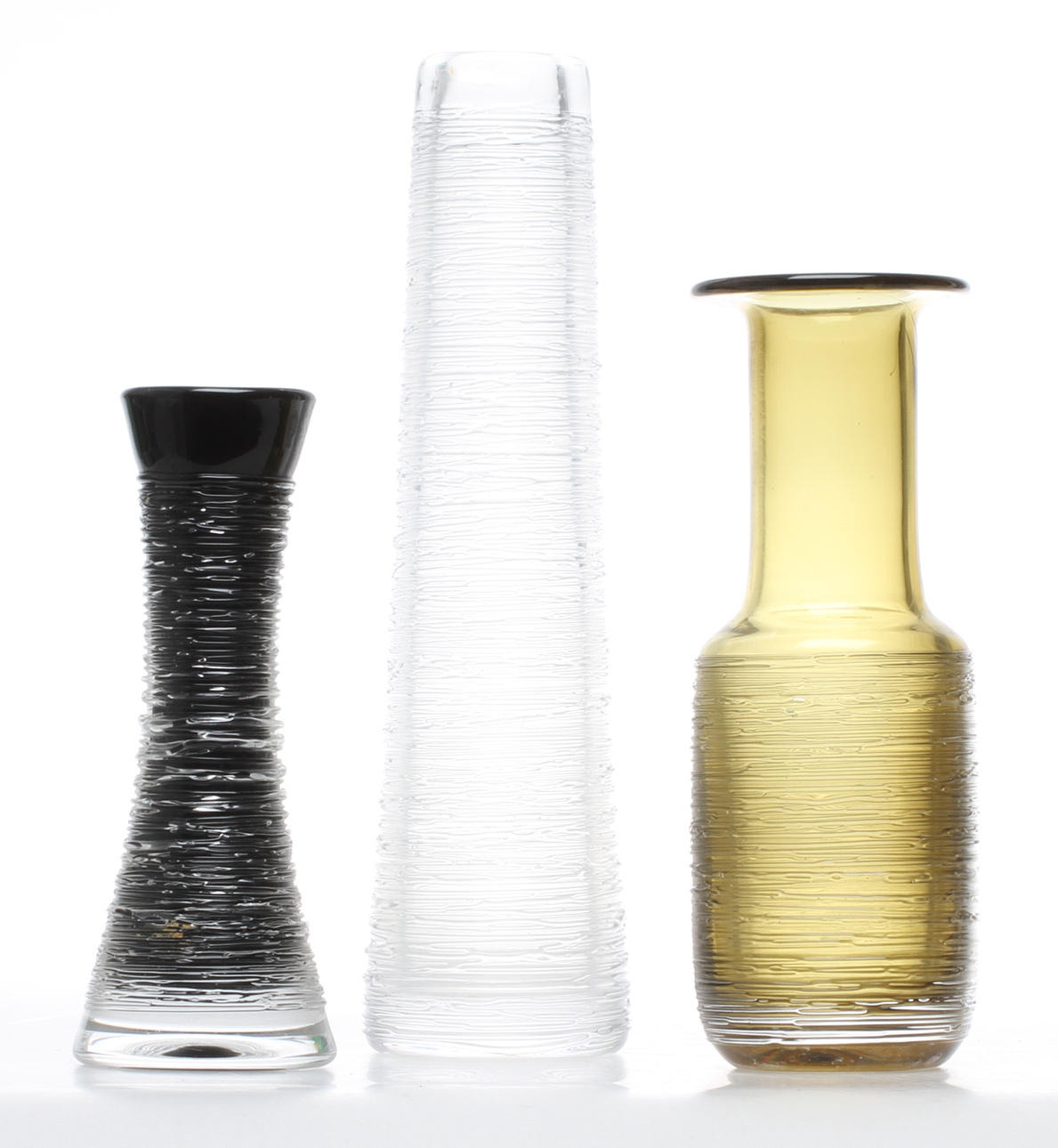 VASER, 3 st, glas, "Spun", Bengt Edenfalk, Skruf.