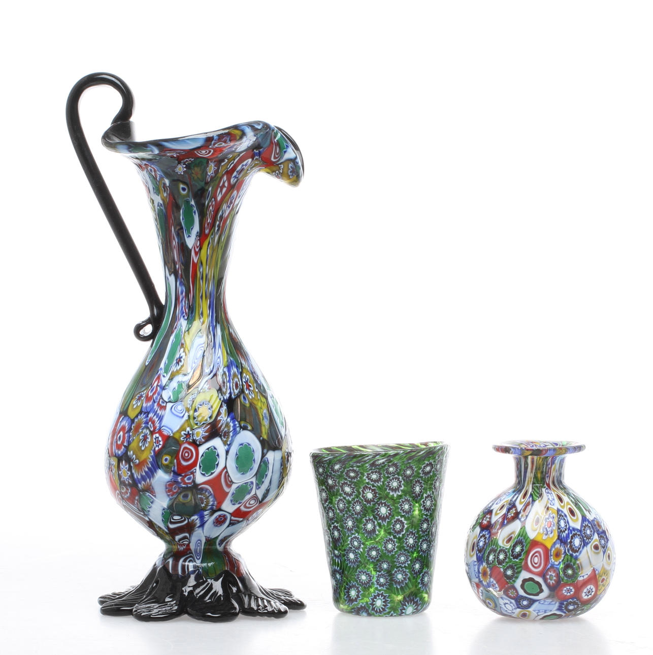 PARTI GLAS, 3 delar, etikettmärkta Murano, Italien.